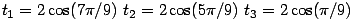 t_1=2(7/9)\; t_2=2(5/9)\; t_3=2(/9) ...(184.1)