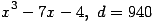 x^3-7x-4,\; d=940 ...(523.1)